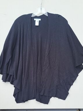 NorthStyle Black Draped Open-Front Poncho Sweater